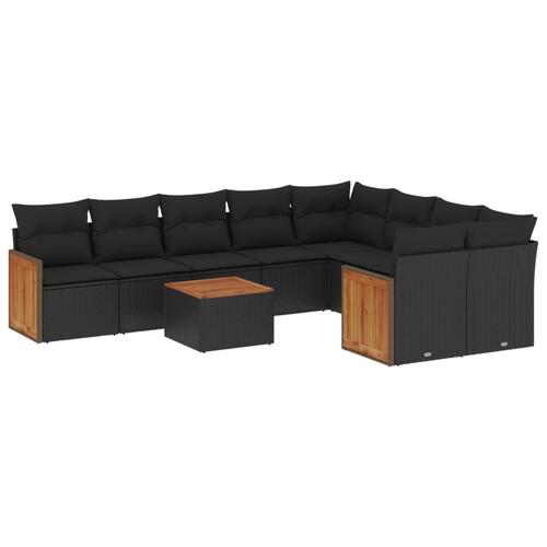 Sofasæt til haven 10 dele med hynder polyrattan sort