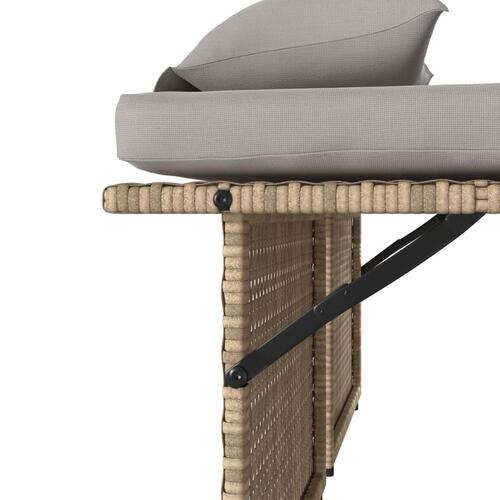 Havebænk med hynder og lænefunktion polyrattan beige