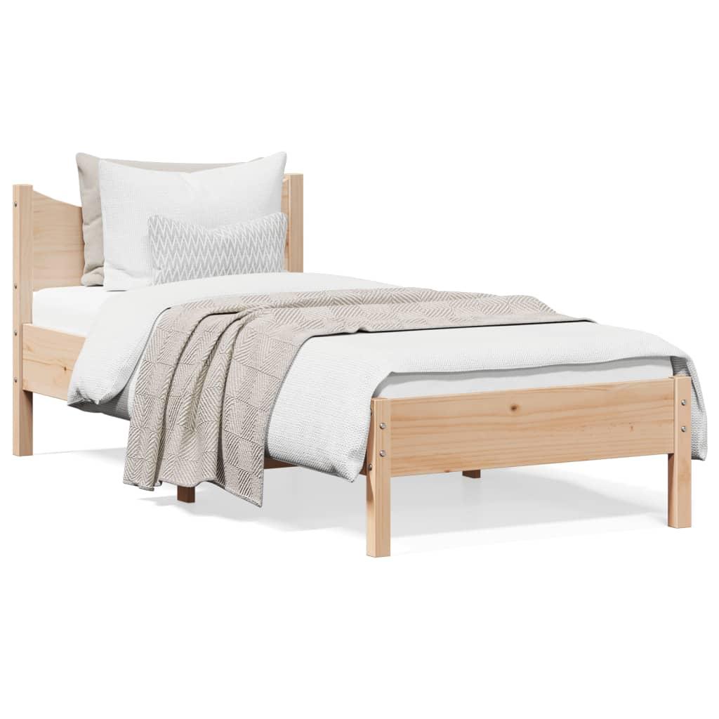 Sengeramme uden madras 90x200 cm massivt fyrretræ billede