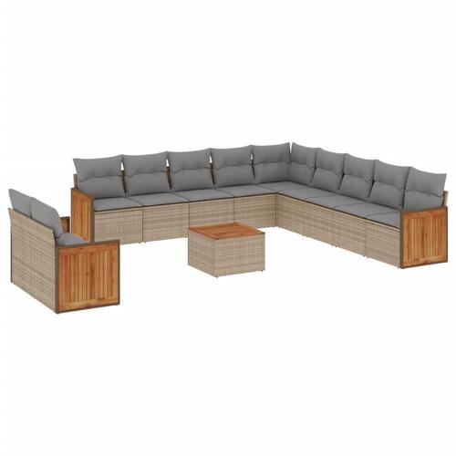 Sofasæt til haven 12 dele med hynder polyrattan beige