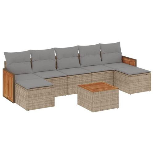 Sofasæt til haven 8 dele med hynder polyrattan beige