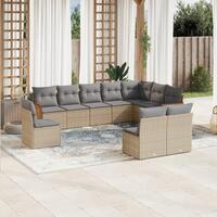 Sofasæt til haven 10 dele med hynder polyrattan beige