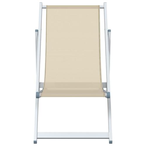 Foldbare strandstole 2 stk. aluminium og textilene cremefarvet