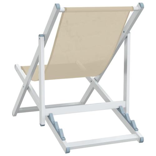 Foldbare strandstole 2 stk. aluminium og textilene cremefarvet