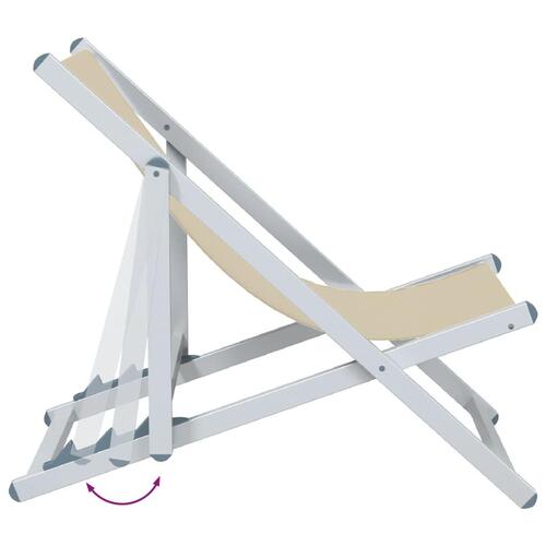 Foldbare strandstole 2 stk. aluminium og textilene cremefarvet