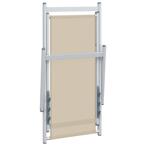Foldbare strandstole 2 stk. aluminium og textilene cremefarvet