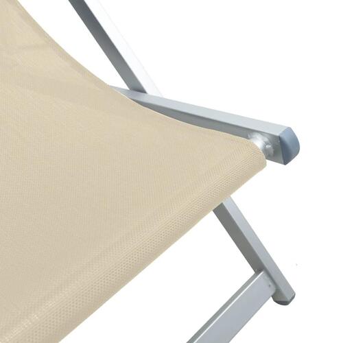 Foldbare strandstole 2 stk. aluminium og textilene cremefarvet