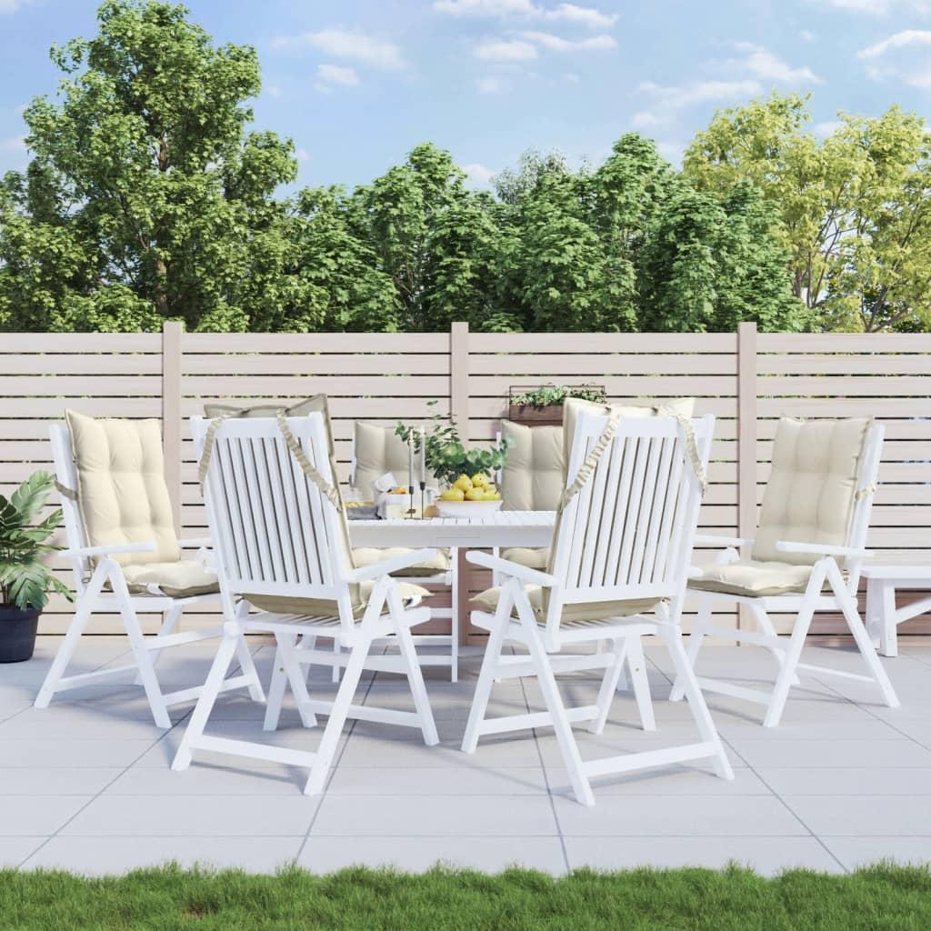 Stolehynder m. høj ryg 6 stk. oxfordstof cremefarvet