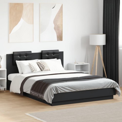 Sengeramme med LED uden madras 150x200 cm sort