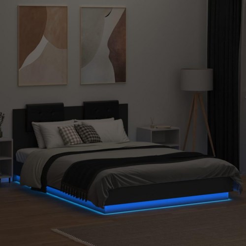 Sengeramme med LED uden madras 150x200 cm sort