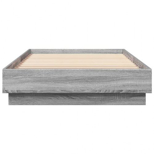 Sengestel med LED-lys 90x200 cm - grå sonoma-eg