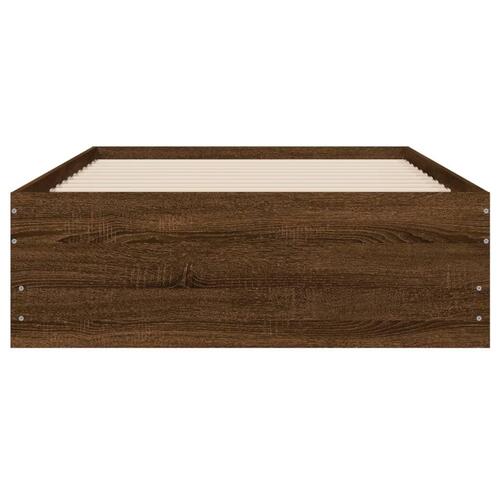 Sengeramme med skuffer 90x200 cm konstrueret træ brunt egetræ