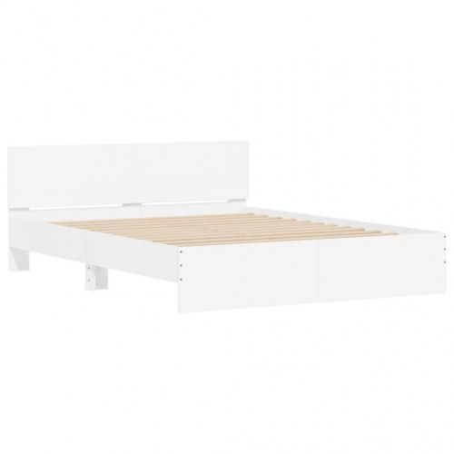 Sengeramme med sengegavl og LED-lys 160 x 200 cm - hvid