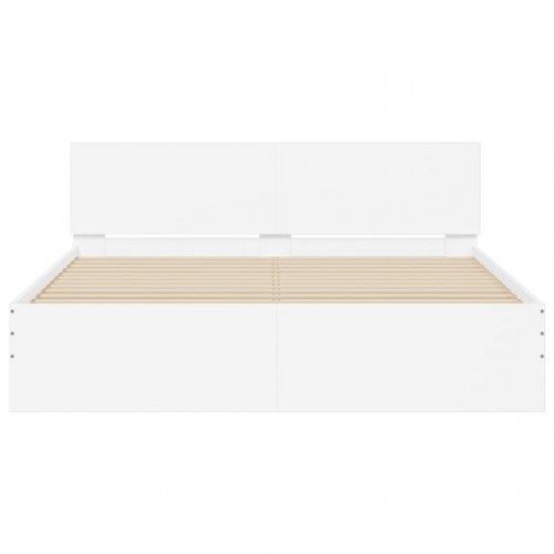 Sengeramme med sengegavl og LED-lys 160 x 200 cm - hvid