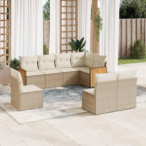 Sofasæt til haven 8 dele med hynder polyrattan beige