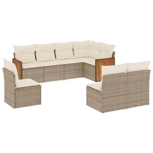 Sofasæt til haven 8 dele med hynder polyrattan beige