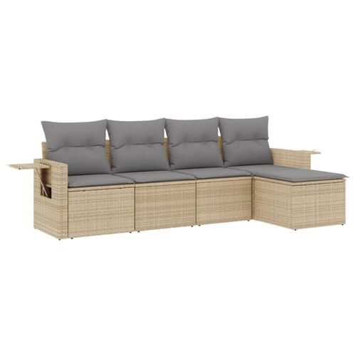 Sofasæt til haven 5 dele med hynder polyrattan beige
