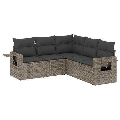 Sofasæt 5 dele med hynder polyrattan grå