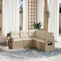 Sofasæt til haven 5 dele med hynder polyrattan beige