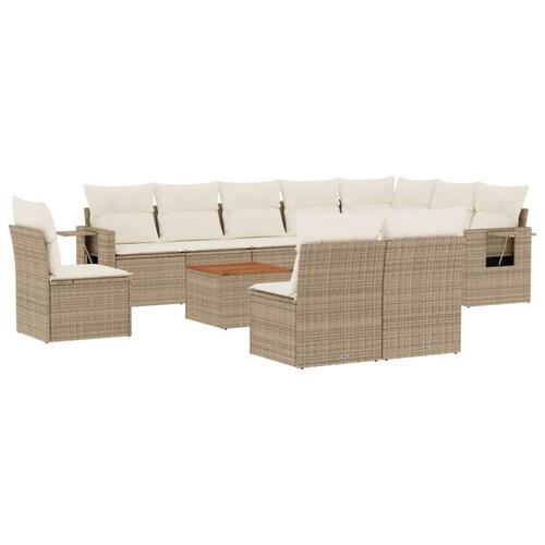 Sofasæt til haven 11 dele med hynder polyrattan beige
