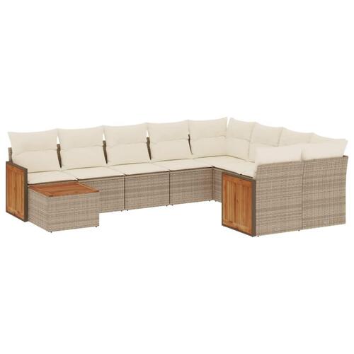 Sofasæt til haven 10 dele med hynder polyrattan beige
