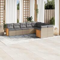 Sofasæt til haven 9 dele med hynder polyrattan beige