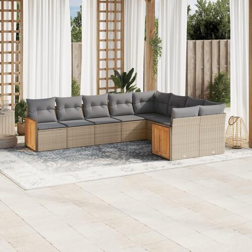 Sofasæt til haven 9 dele med hynder polyrattan beige