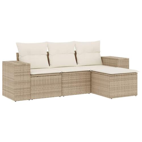 Sofasæt til haven 4 dele med hynder polyrattan beige
