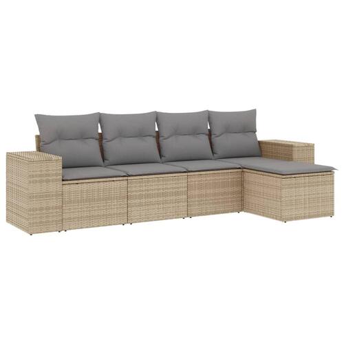 Sofasæt til haven 5 dele med hynder polyrattan beige