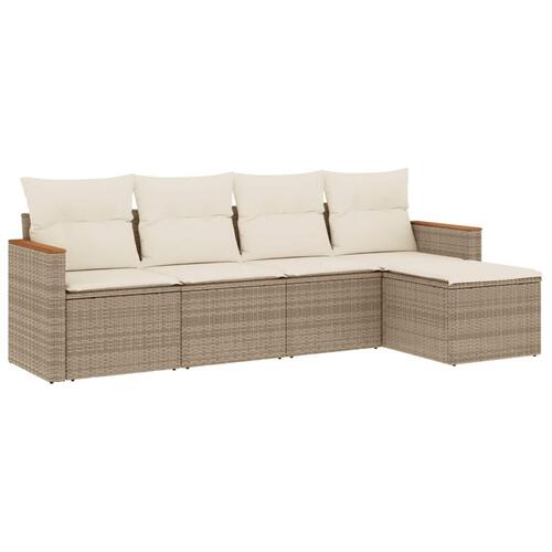 Sofasæt til haven 5 dele med hynder polyrattan beige