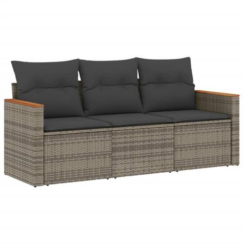 Havesofasæt 3 dele med hynder polyrattan grå
