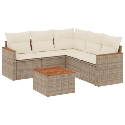 Sofasæt til haven 6 dele med hynder polyrattan beige