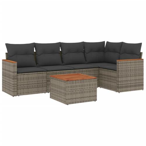 Sofasæt til haven 6 dele med hynder polyrattan grå