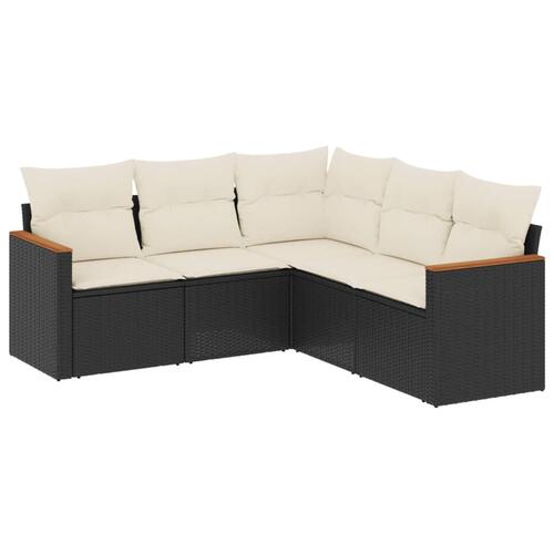 Sofasæt til haven 5 dele med hynder polyrattan sort