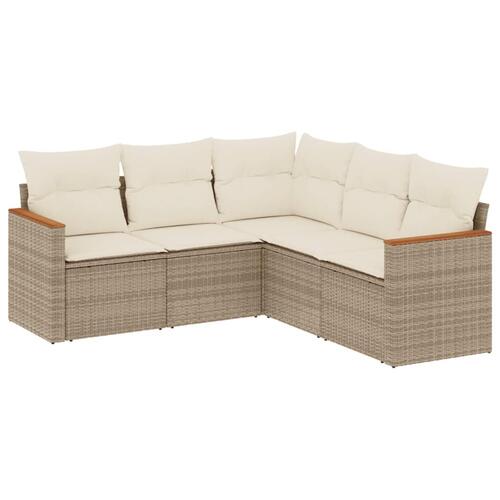 Sofasæt til haven 5 dele med hynder polyrattan beige