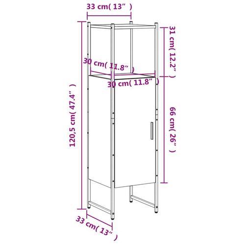 Badeværelsesskab 33x33x120,5 cm konstrueret træ sort