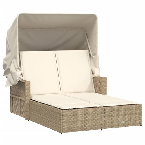 Solseng med baldakin og hynder polyrattan beige