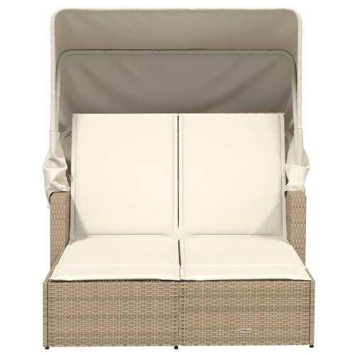 Solseng med baldakin og hynder polyrattan beige