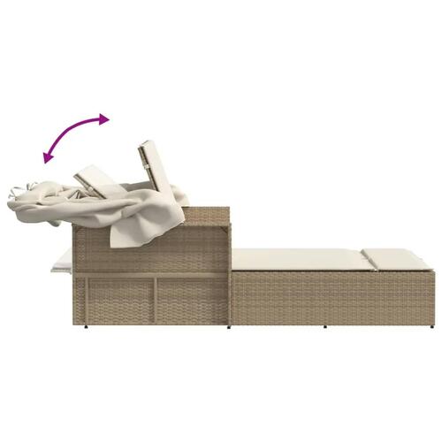 Solseng med baldakin og hynder polyrattan beige