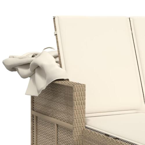 Solseng med baldakin og hynder polyrattan beige