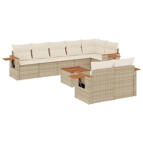 Sofasæt til haven 9 dele med hynder polyrattan beige