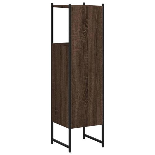 Badeværelsesskab 33x33x120,5 cm konstrueret træ brunt egetræ
