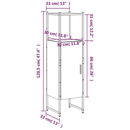 Badeværelsesskab 33x33x120,5 cm konstrueret træ brunt egetræ