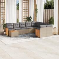 Sofasæt til haven 10 dele med hynder polyrattan beige