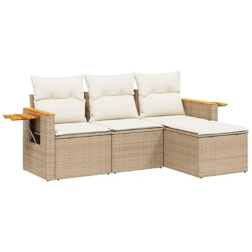 Sofasæt til haven 4 dele med hynder polyrattan beige