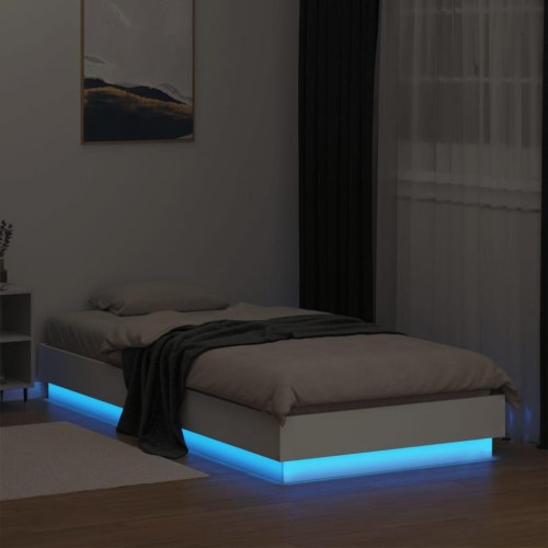 Sengeramme med LED-lys 100 x 200 cm - hvid