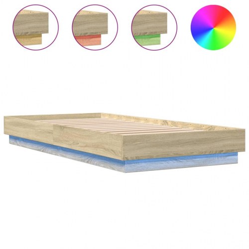 Sengeramme med LED-lys 100 x 200 cm - sonoma-eg