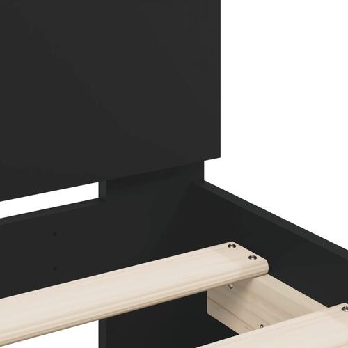 Sengeramme med sengegavl og LED-lys 135x190 cm sort