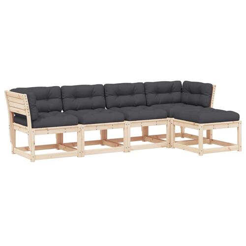 Sofasæt til haven 5 dele med hynder massivt fyrretræ