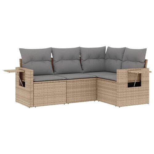 Sofasæt til haven 4 dele med hynder polyrattan beige